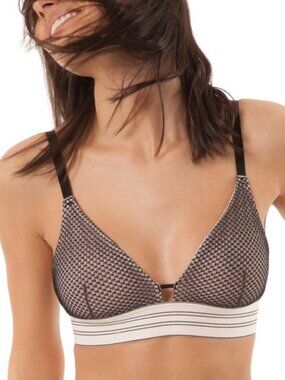 NWT Lively Black Mesh Geo Lace Bralette